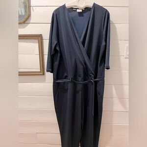 Junarose Navy Wrap Jumpsuit - 2X